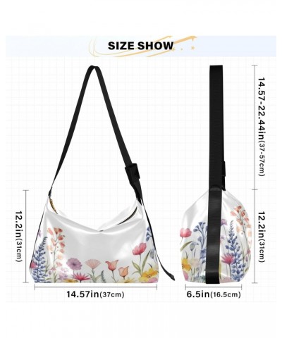 Watercolor Flower and Butterflies Shoulder Bag Purse for Women,Large Leather Handbag Crossbody Bags Adjustable Straps Tote Ba...