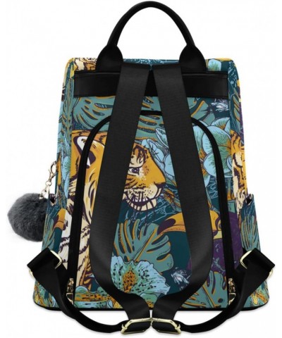 Tropical Flower Leaves Tiger Bird Backpack Purse for Women Travel Casual Daypack College Bookbag Work Business Ladies Shoulde...