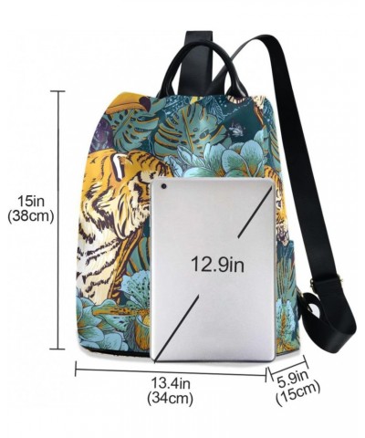 Tropical Flower Leaves Tiger Bird Backpack Purse for Women Travel Casual Daypack College Bookbag Work Business Ladies Shoulde...