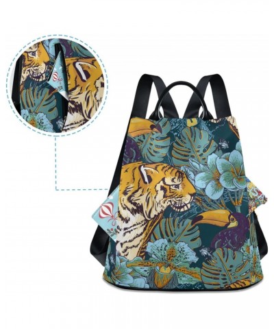 Tropical Flower Leaves Tiger Bird Backpack Purse for Women Travel Casual Daypack College Bookbag Work Business Ladies Shoulde...