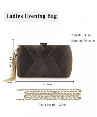 Women Clutch Bag Evening Bag with Tassel Pendant Bridal Wedding Purse Ladies Shoulder Bag With Detachable Chain Brown $20.98 ...