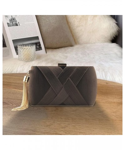 Women Clutch Bag Evening Bag with Tassel Pendant Bridal Wedding Purse Ladies Shoulder Bag With Detachable Chain Brown $20.98 ...