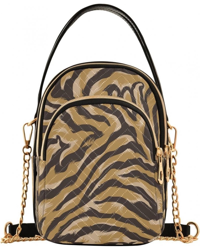 Leopard Crossbody Bags for Women Quilted Chain Crossbody Purses Trendy Tiger Stripes Cross Body Phone Purse Handbag $13.51 Cr...