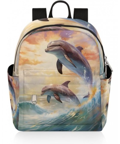 Ocean Dolphin Small Backpack for Women Ladies Mini Backpack Travel Casual Backpack Purse Satchel Daypack $17.93 Backpacks