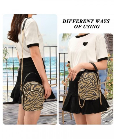 Leopard Crossbody Bags for Women Quilted Chain Crossbody Purses Trendy Tiger Stripes Cross Body Phone Purse Handbag $13.51 Cr...