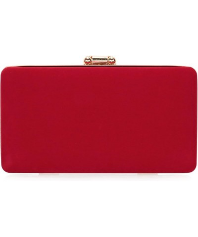 Clutch Purse with Leaf Closure Women's Evening Handbag for Party Prom Wedding Velvet-red $16.99 Evening Bags