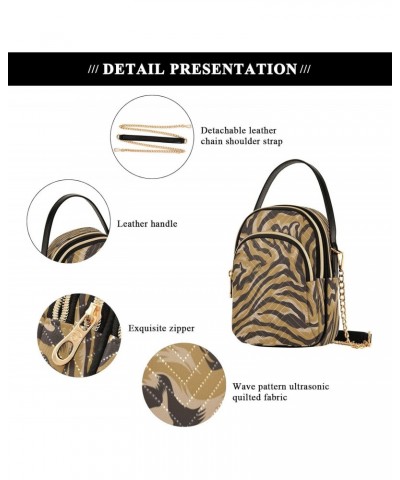 Leopard Crossbody Bags for Women Quilted Chain Crossbody Purses Trendy Tiger Stripes Cross Body Phone Purse Handbag $13.51 Cr...