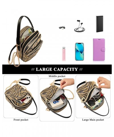 Leopard Crossbody Bags for Women Quilted Chain Crossbody Purses Trendy Tiger Stripes Cross Body Phone Purse Handbag $13.51 Cr...