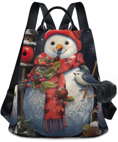 Owl Fall Leaves Women Backpack Purse Anti Theft Back Zipper Design Travel Bag Christmas Snowman Winter Bird $18.47 Backpacks