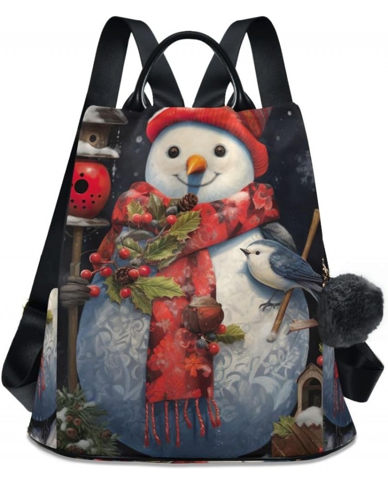 Owl Fall Leaves Women Backpack Purse Anti Theft Back Zipper Design Travel Bag Christmas Snowman Winter Bird $18.47 Backpacks