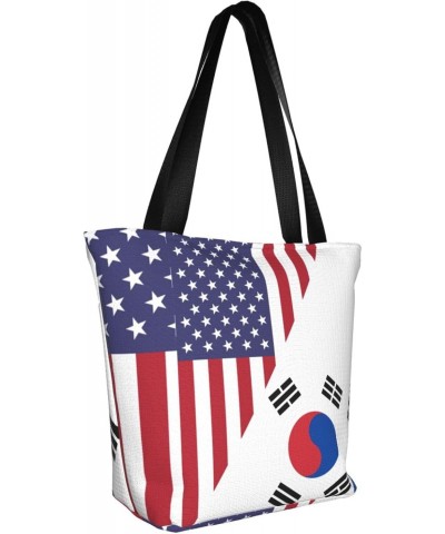 America South Korea Friendship Flag Women'S Casual One Shoulder Carry Shopping Bag Large Capacity Working Storage Handbag $20...