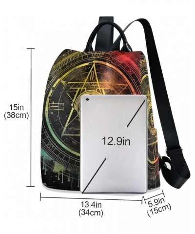 Eye Mandala Style Rucksack Backpack for Women Anti Theft Back Zipper Pocket Design Travel Bag with Pompom Mandala Symbol Astr...