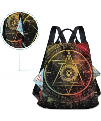 Eye Mandala Style Rucksack Backpack for Women Anti Theft Back Zipper Pocket Design Travel Bag with Pompom Mandala Symbol Astr...