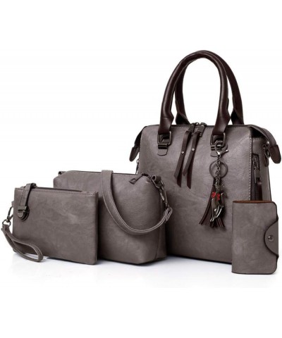 Women's Fashion Handbag Tote special bag single shoulder bag jacket handle Handbag Wallet Set 4 pieces, Light grey Brown $11....