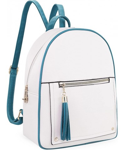 Small Backpack Purse for Women Anti Theft Backpack with Secured Zipper & Tassel Beige & Turquoise Backpack $12.32 Backpacks