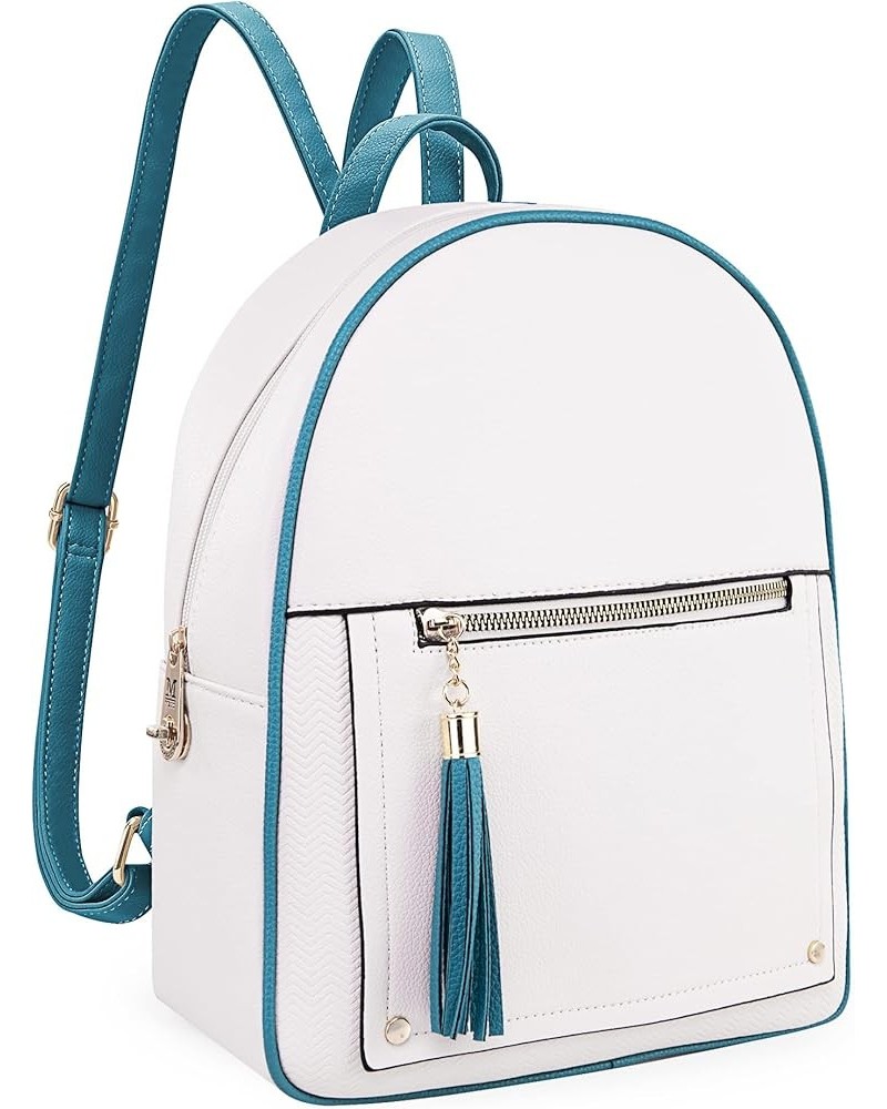 Small Backpack Purse for Women Anti Theft Backpack with Secured Zipper & Tassel Beige & Turquoise Backpack $12.32 Backpacks