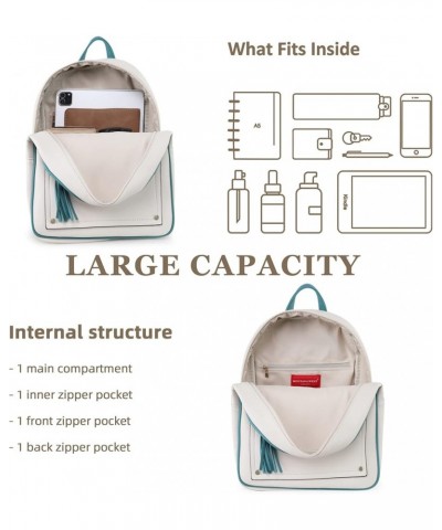 Small Backpack Purse for Women Anti Theft Backpack with Secured Zipper & Tassel Beige & Turquoise Backpack $12.32 Backpacks