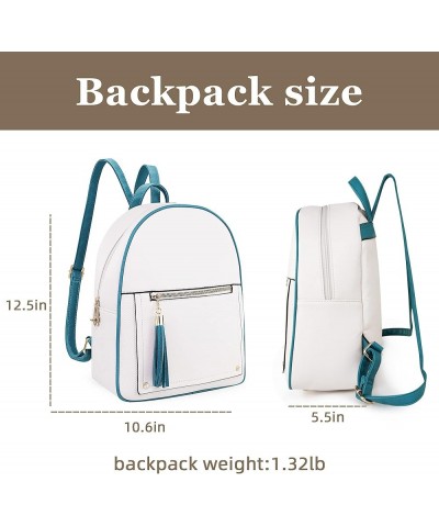 Small Backpack Purse for Women Anti Theft Backpack with Secured Zipper & Tassel Beige & Turquoise Backpack $12.32 Backpacks