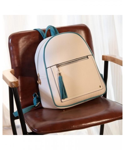 Small Backpack Purse for Women Anti Theft Backpack with Secured Zipper & Tassel Beige & Turquoise Backpack $12.32 Backpacks