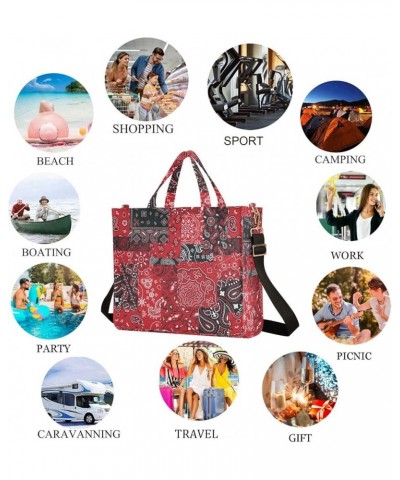 Womens Corduroy Handbag Ethnic Red Black Patching Together Satchel Shoulder Bag for Travel Beach Gym Shopping Multi05 $14.02 ...