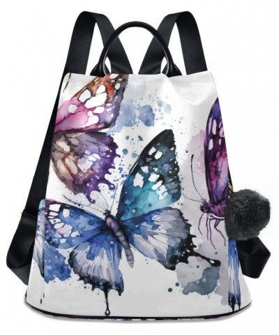 Women Fashion Backpack - Watercolor Butterflies, Anti Theft Casual Daypack Shoulder Bag Purse for Travel Work 15 inches $21.7...