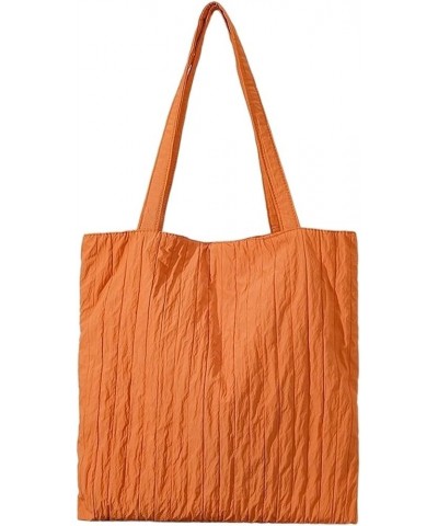 Women's Nylon Drawstring Underarm Bag, Simple Dumpling Shopping Bag Light Tote Orange $20.31 Totes