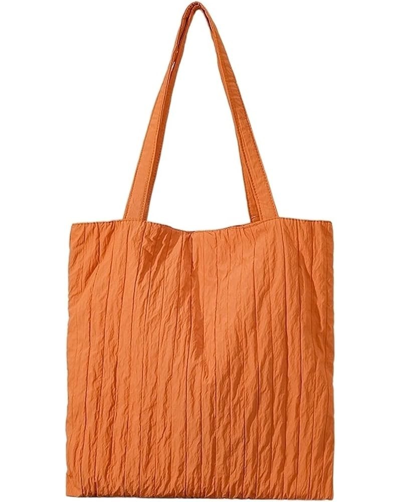 Women's Nylon Drawstring Underarm Bag, Simple Dumpling Shopping Bag Light Tote Orange $20.31 Totes