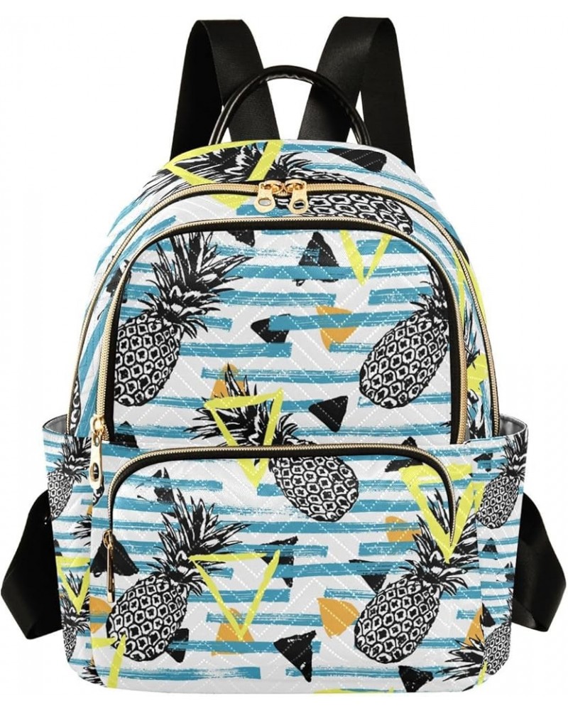 Women Backpack Tropical Black Pineapple Anti-Theft Travel Backpack with Luggage Belt Lightweight Handbag Lady Purse Roomy Dou...