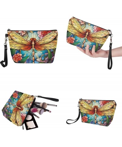 2PCS Top Handle Purse with Matching Wallet, Large Light Shoulder Hobo Bag Purse Tote Bag with PU Cosmetic Case Dragonfly Flow...