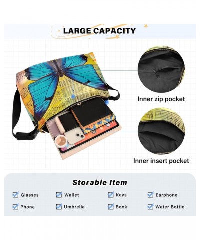 Vintage Blue Butterfly Shoulder Bag for Women Waterproof PU Leather Hobo Bags Crossbody Purse with Zipper Closure $14.85 Shou...