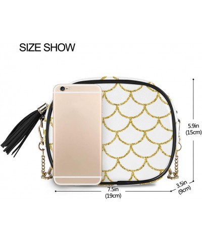 Glitter Mermaid Tail PU Leather Small Women Crossbody Shoulder Bag Purse Wallet with Adjustable Chain Strap $13.19 Shoulder Bags