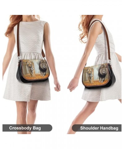 Printed Crossbody Bags Women City Leather Shoulder Bag Satchel Hobo Bags Trendy Sunfelower Color13 $17.20 Hobo Bags