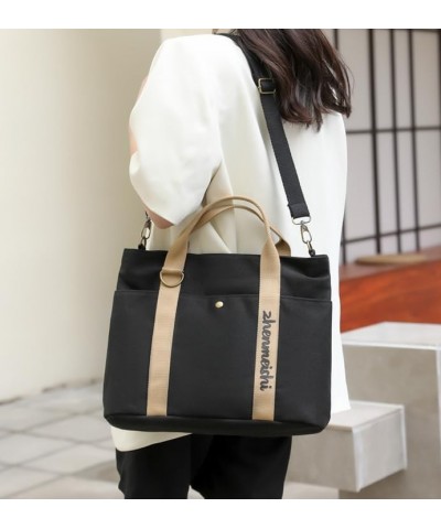 Minimalist Plain Canvas Tote Bag with Pockets Everything Tote Bag Clean Aesthetic Crossbody Tote Bag Black $19.97 Shoulder Bags