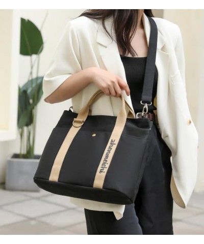 Minimalist Plain Canvas Tote Bag with Pockets Everything Tote Bag Clean Aesthetic Crossbody Tote Bag Black $19.97 Shoulder Bags