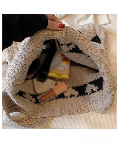 Love Knit Tote Bag, Heart Tote Bag, Women's Crochet Bags, Cute Love Knit Tote Bag, Tote Bag for Women Blue $14.29 Shoulder Bags