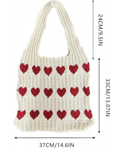 Love Knit Tote Bag, Heart Tote Bag, Women's Crochet Bags, Cute Love Knit Tote Bag, Tote Bag for Women Blue $14.29 Shoulder Bags