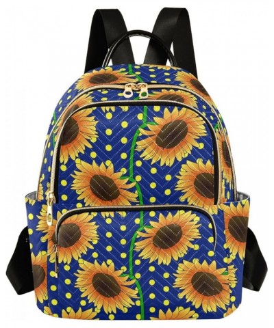 Orange Sunflower Flowers Blue Dotted Women's Backpack Purse Causal Daypack Work Travel Business Trip Bag Shoulder Bag Small $...