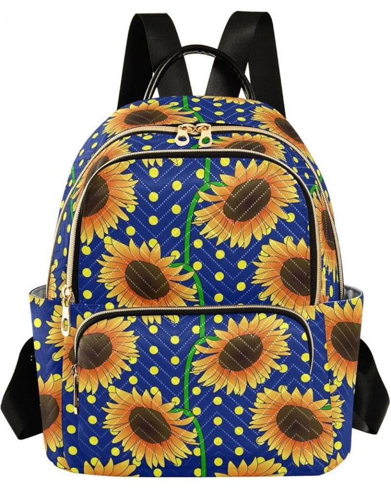 Orange Sunflower Flowers Blue Dotted Women's Backpack Purse Causal Daypack Work Travel Business Trip Bag Shoulder Bag Small $...