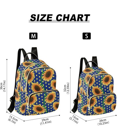 Orange Sunflower Flowers Blue Dotted Women's Backpack Purse Causal Daypack Work Travel Business Trip Bag Shoulder Bag Small $...