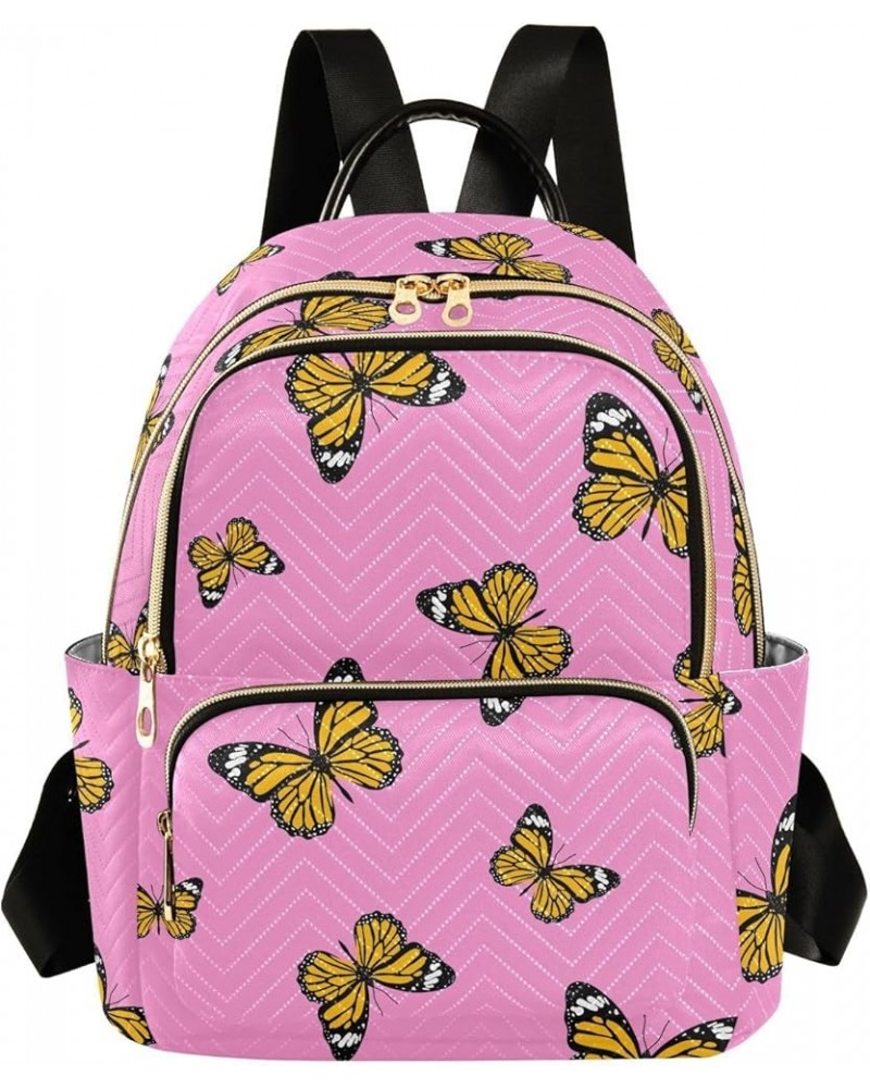 Mini Backpack for Women, Butterfly Pink Travel Backpack Purse for Ladies, Small Bookbag Daypack Shoulder Bag M Multi1171 Smal...