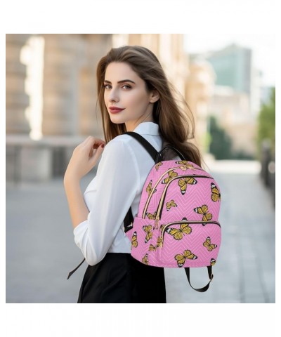 Mini Backpack for Women, Butterfly Pink Travel Backpack Purse for Ladies, Small Bookbag Daypack Shoulder Bag M Multi1171 Smal...