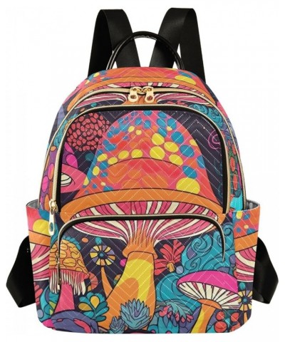 Women's Medium Fashion Backpack Vibrant Mushroom Print Ladies Travel Daypack Aesthetic Shoulder Bag 10.2×5.1×12.5 IN $21.23 B...