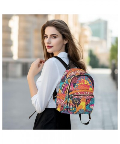 Women's Medium Fashion Backpack Vibrant Mushroom Print Ladies Travel Daypack Aesthetic Shoulder Bag 10.2×5.1×12.5 IN $21.23 B...