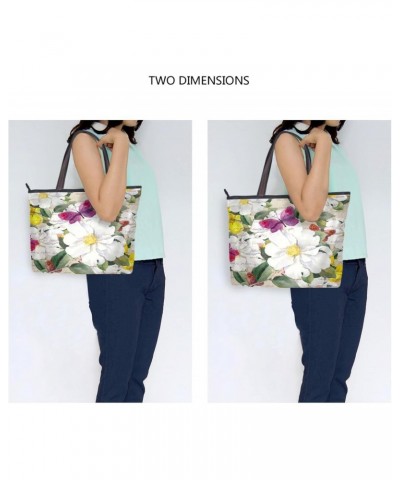 Womens Tote Bag, Vintage Flowers Butterflies Ladies Zip Shoulder Handbags $11.28 Shoulder Bags