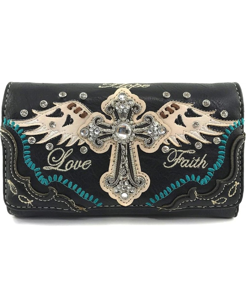 Women's Concealed Carry Angel Wings Cross Faith Hope Love Western Handbag Tote Purse Black Wallet Only $33.58 Totes