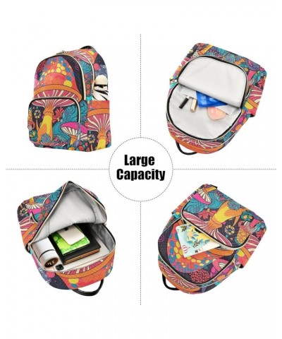 Women's Medium Fashion Backpack Vibrant Mushroom Print Ladies Travel Daypack Aesthetic Shoulder Bag 10.2×5.1×12.5 IN $21.23 B...