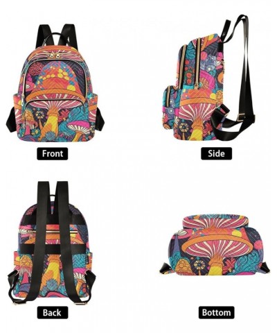 Women's Medium Fashion Backpack Vibrant Mushroom Print Ladies Travel Daypack Aesthetic Shoulder Bag 10.2×5.1×12.5 IN $21.23 B...