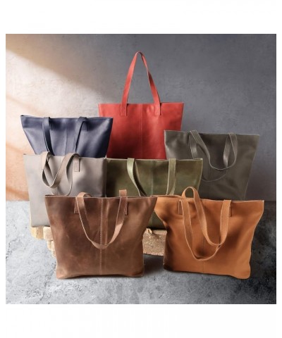 Genuine Leather Purse Large Leather Tote Bag Women's Shoulder Bag Cognac $18.90 Totes