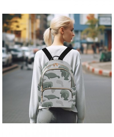 Ocean Women Backpack Manatees Grey Green Anti-Theft Travel Backpack with Luggage Belt Lightweight Handbag Lady Purse Roomy Do...