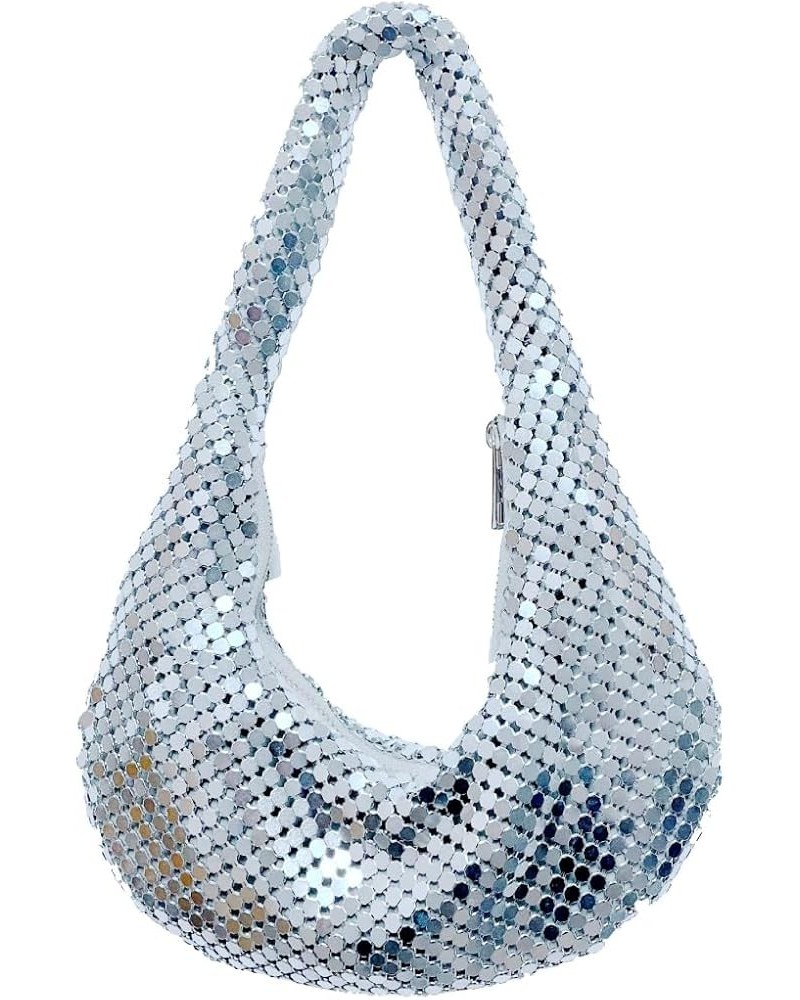 Shoulder Bag Sequin Purse Evening Bag Y2k Purse 2000s Fashion Rave Accessories Evening Bags and Clutches Silver Clutch Silver...